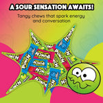 Sour Punch assorted sour chews pile on surface soft taffy texture