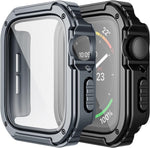 Adepoy 2 Pack Rugged Case Compatible for Apple Watch 45mm Series 9/8/7 with Tempered Glass Screen Protector, Military All Around Hard TPU Protective Cover Case Shockproof Bumper for iWatch Men 45mm - Image 13