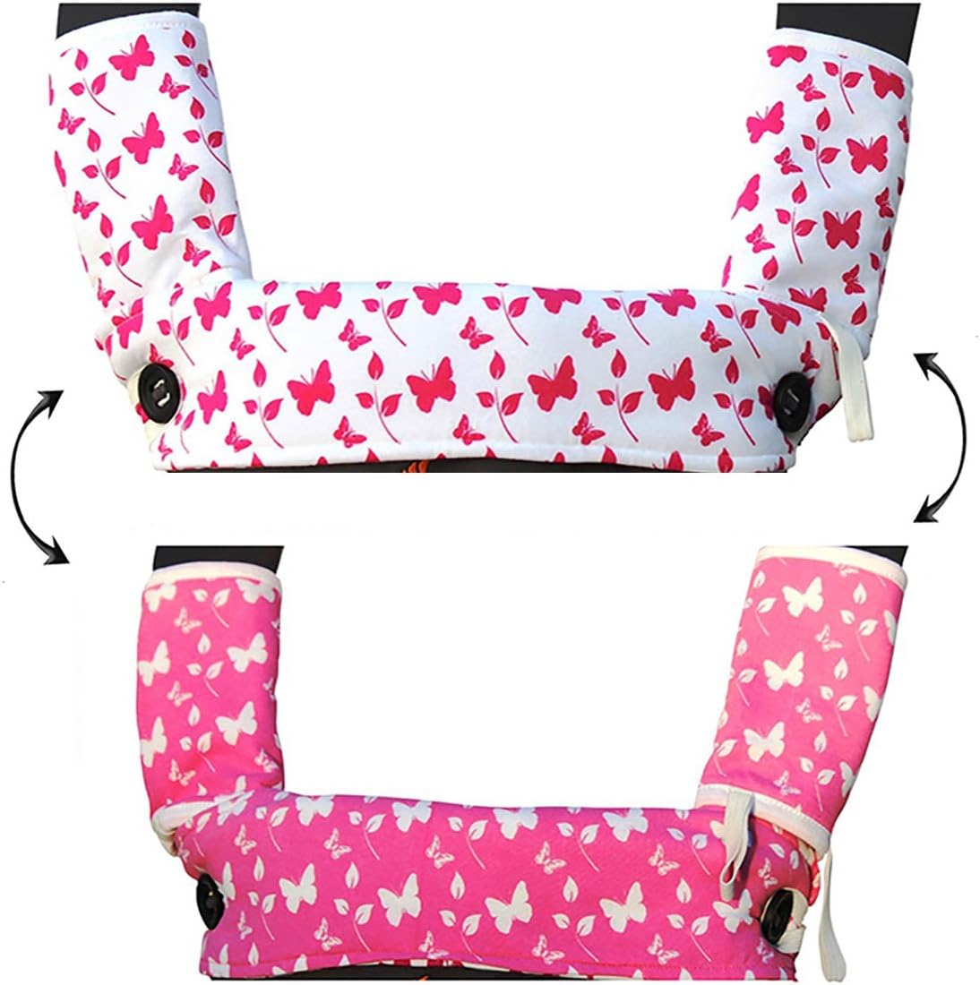 Amazing Tot organic cotton drool pad set front view pink butterflies