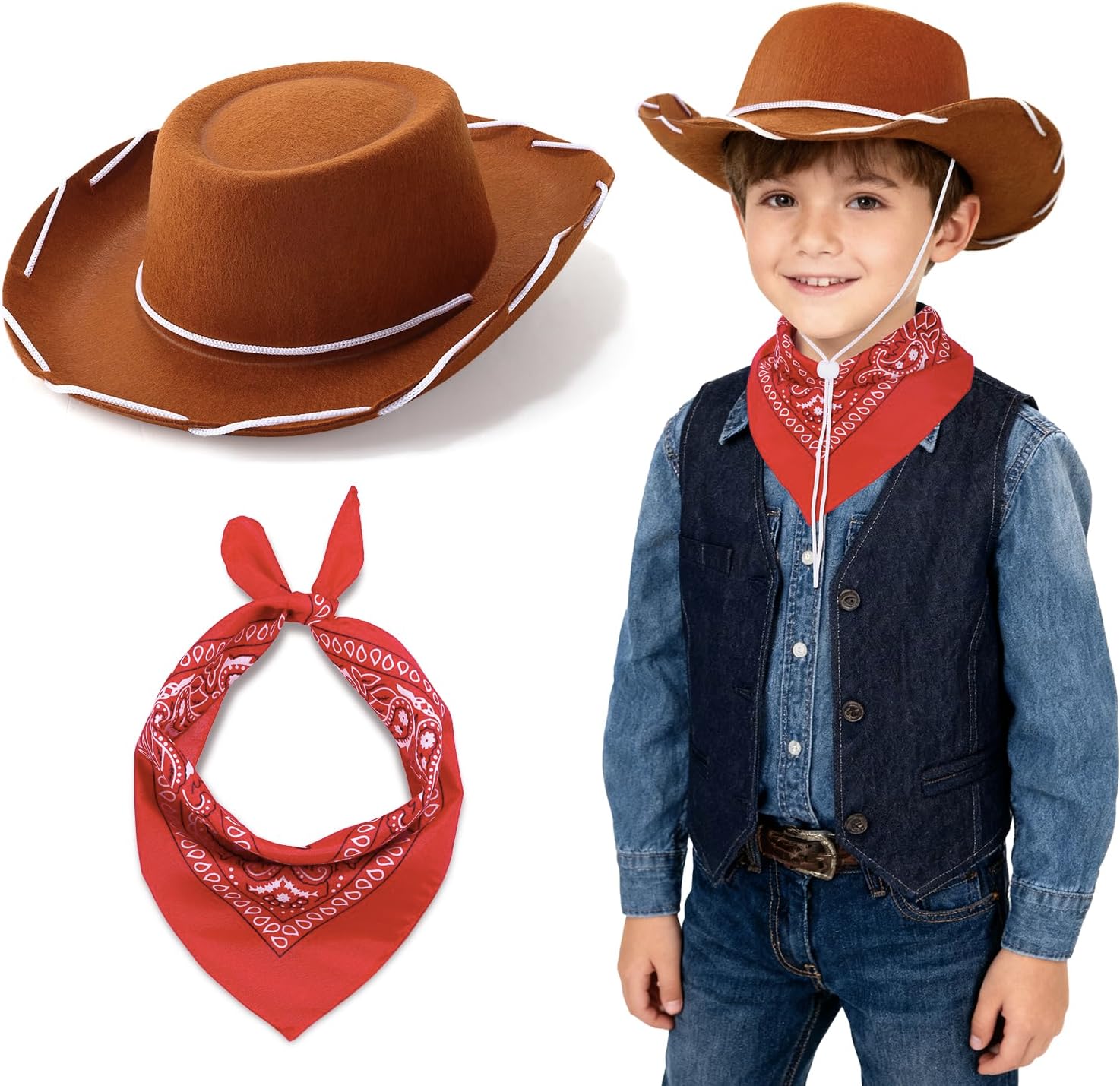 Babelshar toddler cowboy hat and bandana set front view