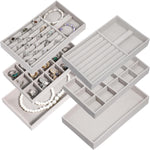 LLOUSSAK Jewelry Organizer Drawer front view showcasing stackable velvet trays.
