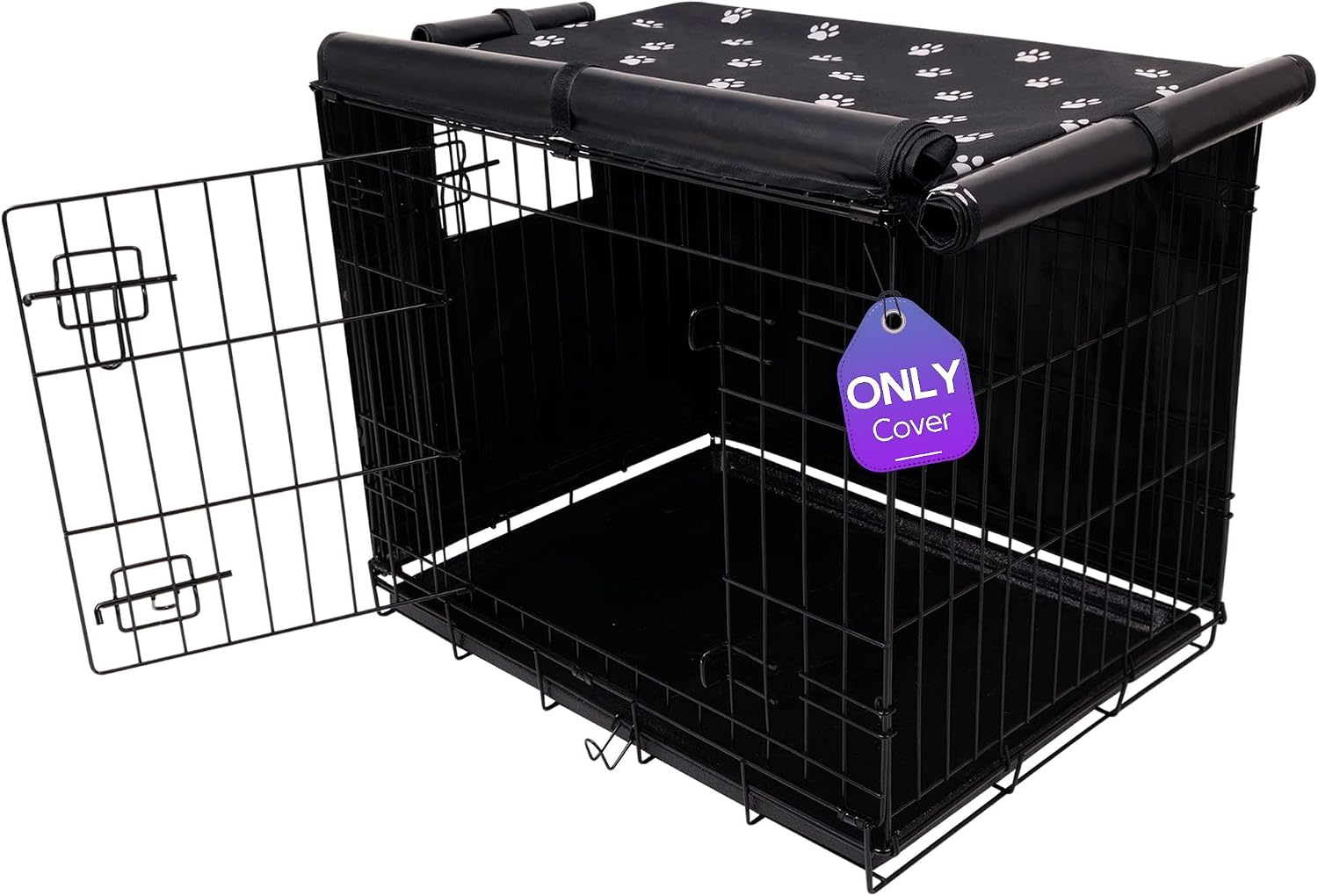 Pet Prime dog crate cover front view with paw print design