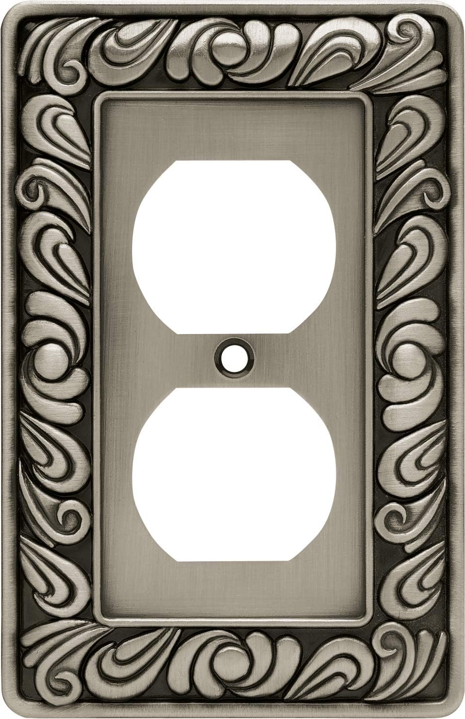 Brainerd Franklin Brass paisley single duplex wall plate front view