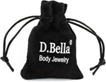 D.Bella 16G clear labret studs arranged to display varying bar lengths.