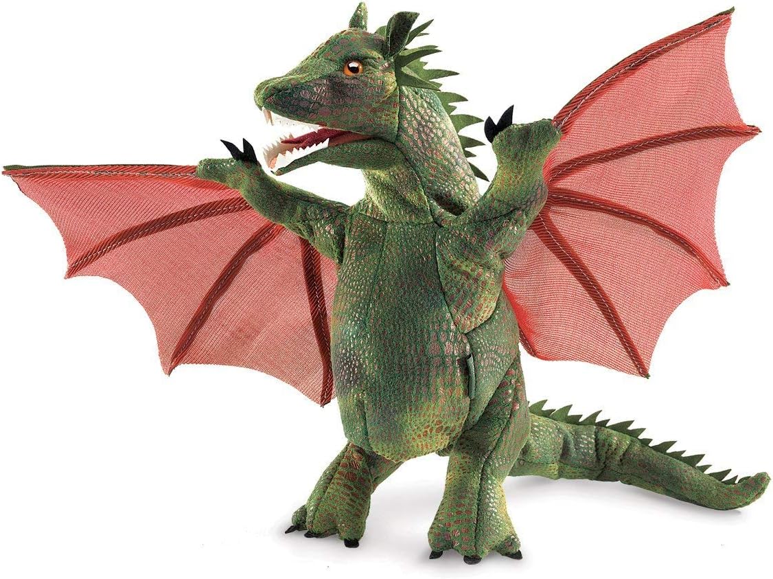Folkmanis Winged Dragon Hand Puppet front view plush toy