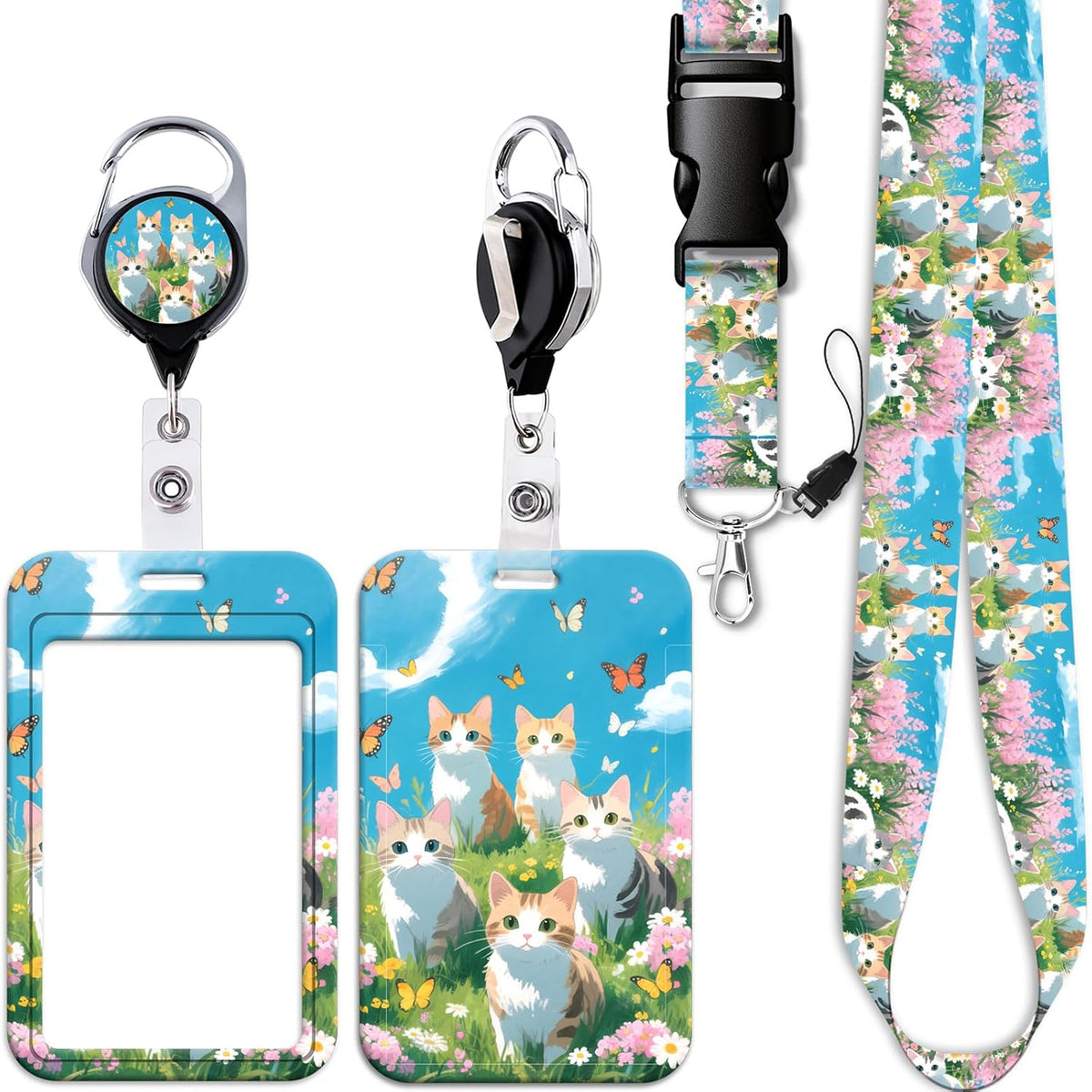 Cool Black ID Badge Holder Lanyard & Retractable Badge Holder Reel Cute Key Lanyard for Women Men Girls Teens Kids for ID Badges Keys(Goth Moon Sun) - Image 12
