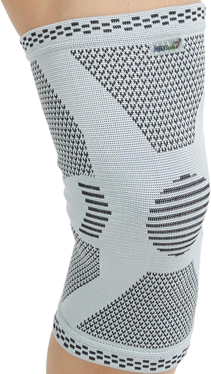 NEOtech Care knee support brace front view showing gray color and size M