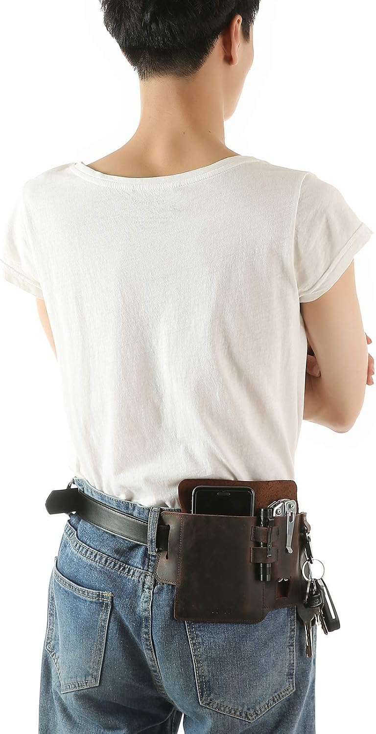 Puosuo leather phone pouch back belt loop