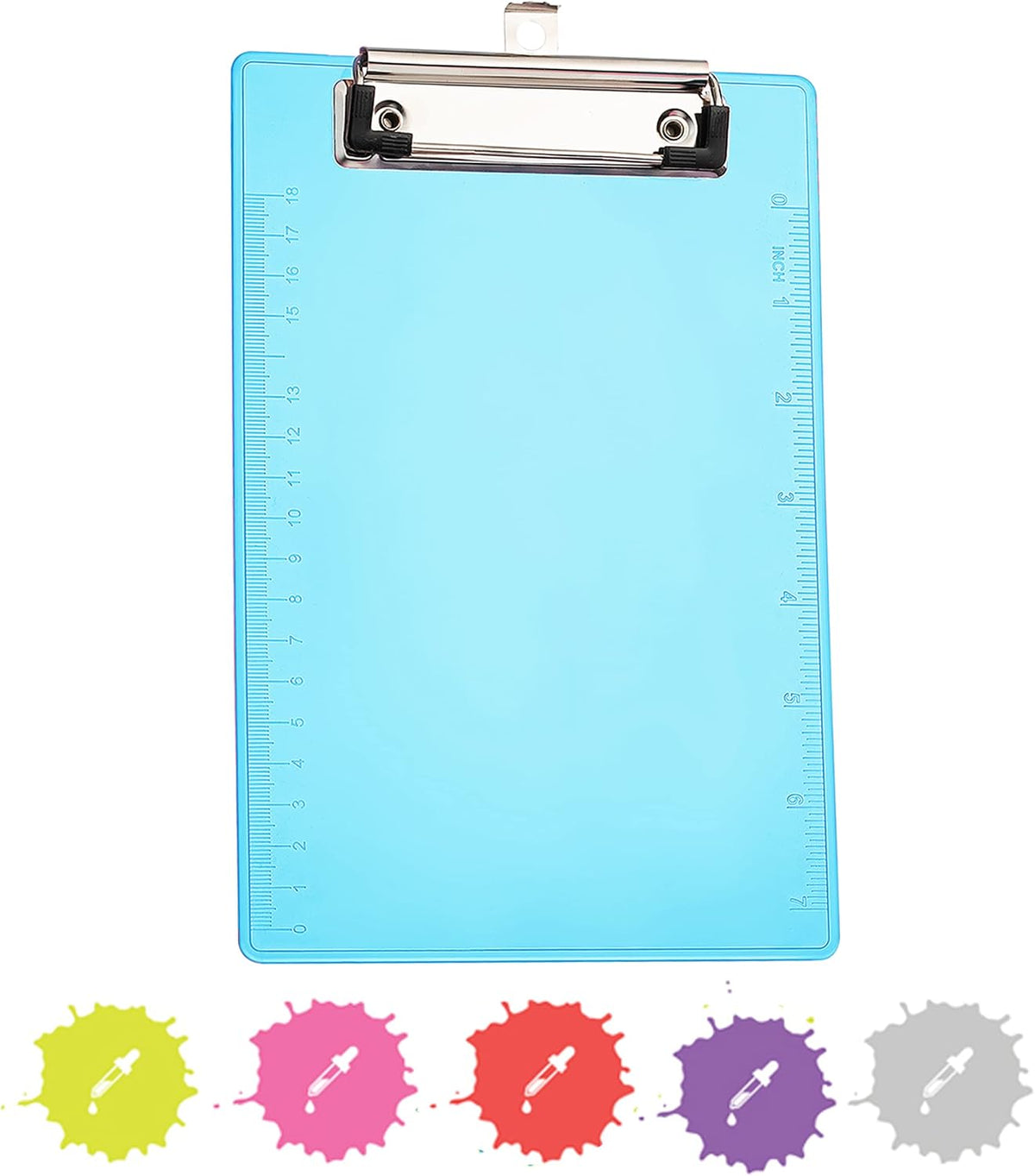 Enday mini plastic clipboard front view in translucent blue