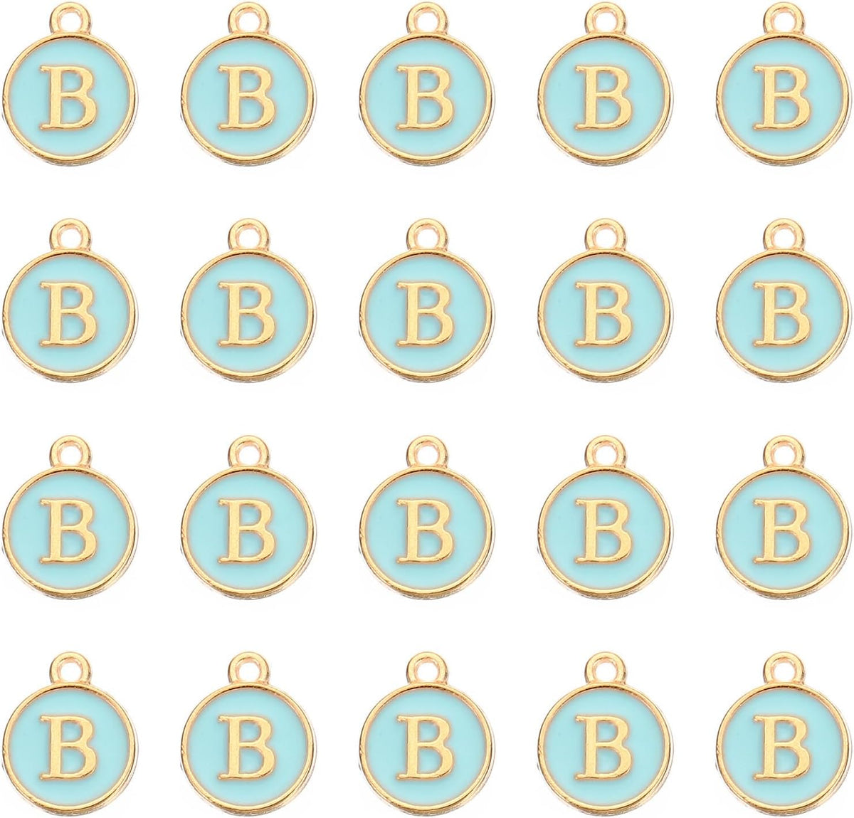 Keychains customized with designer blue initial charms