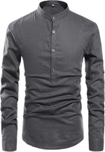 NITAGUT long sleeve linen shirt button placket detail