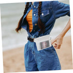 SKISUNO transparent PVC dry bag pouch showing touch screen use
