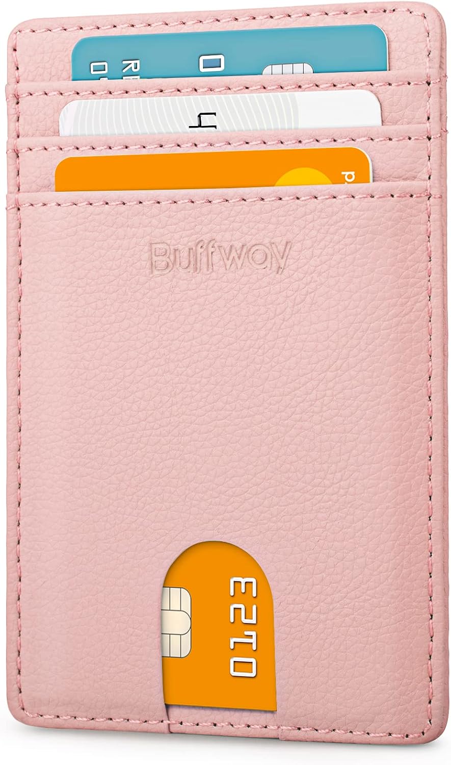 Buffway Mens Slim Wallet, Minimalist Thin Front Pocket Leather Credit Card Holder with RFID Blocking for Work Travel - Image 8