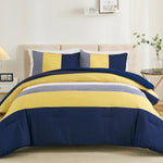 WONGS BEDDING Purple Comforter Set Queen, Reversible Purple Striped Patchwork Alternative Comforte Set for Queen Bed,3 Pieces(1 Comforter+2 Pillowcases), Soft Microfiber Bedding Set 90"x90" - Image 12