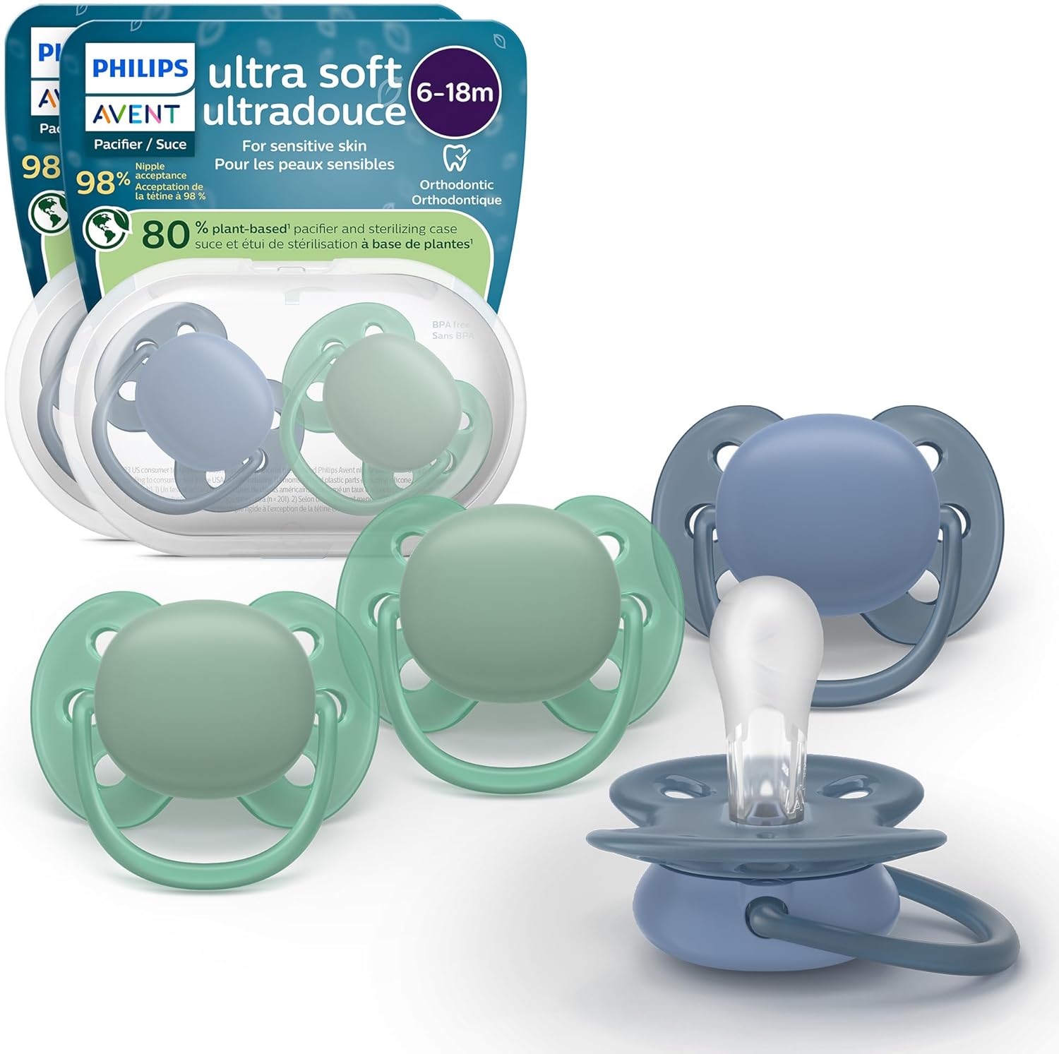 Philips Avent Ultra Soft Pacifiers 6-18 months front view