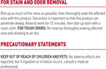 Back label of Nature's Miracle stain and odor remover with usage instructions