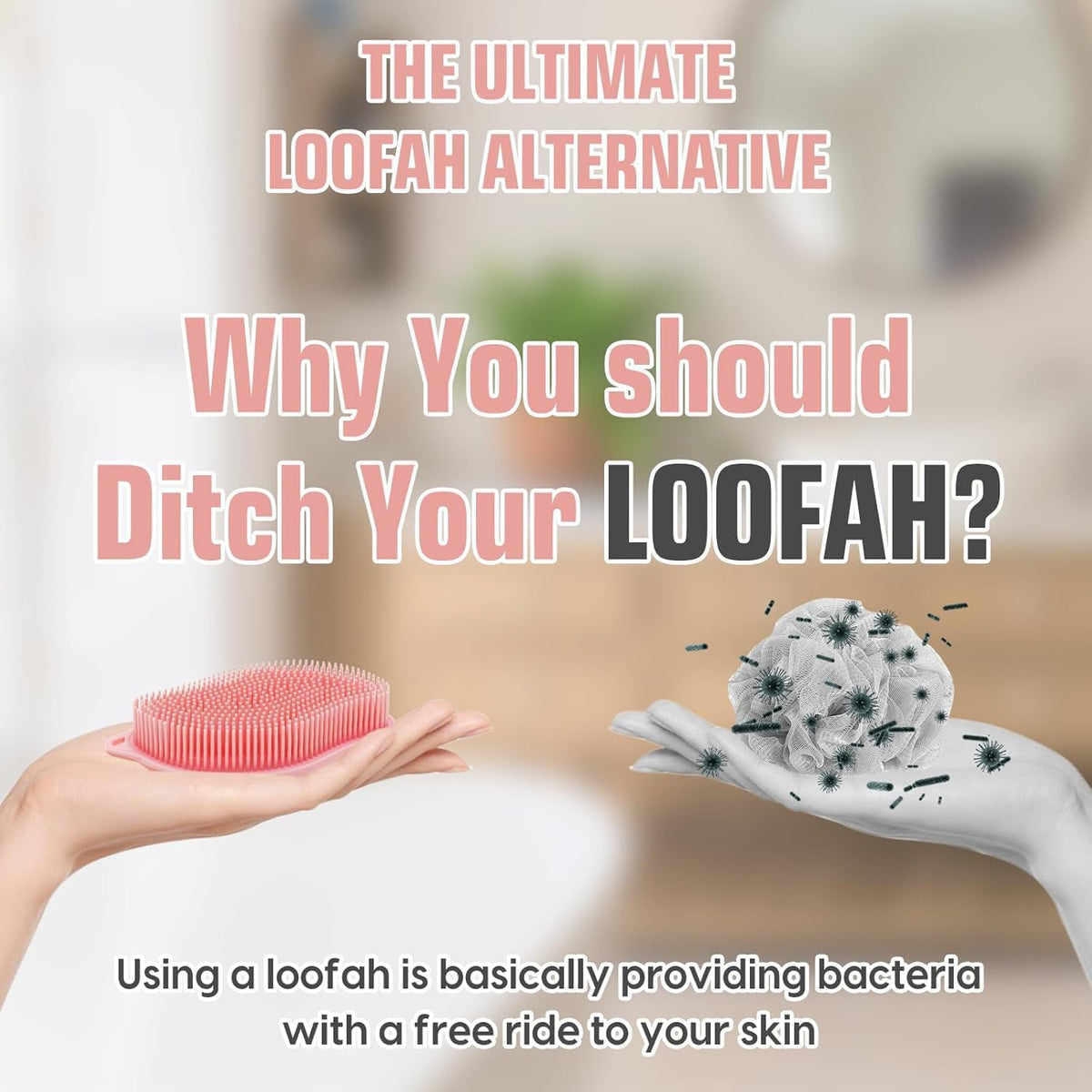 VWMYQ silicone loofah in hand ergonomic grip