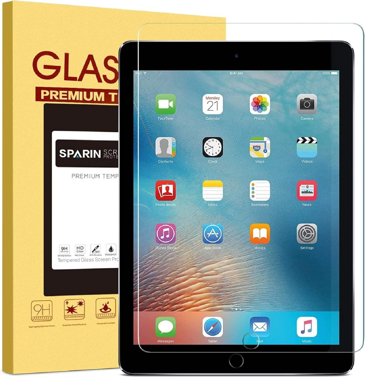 Sparin tempered glass screen protector for iPad Pro 9.7 front view