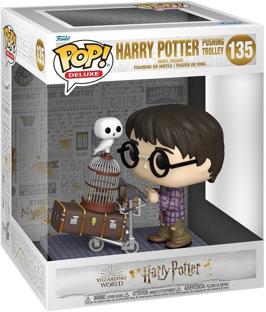 Funko POP deluxe Harry Potter pushing trolley figure front view