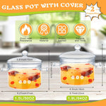 Zubebe glass saucepan set with lids on stovetop