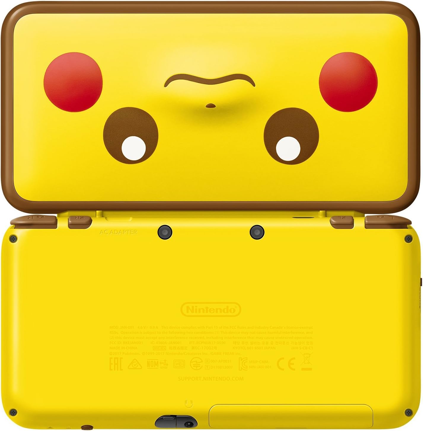 Nintendo New 2DS XL Pikachu Edition console front view