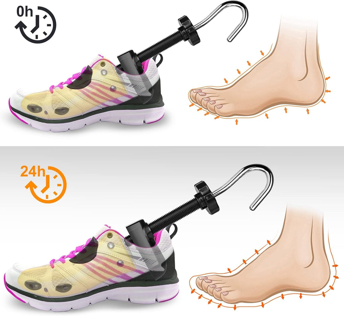 Eachway Pair of Professional 2-Way Premium Shoe Stretcher Tough Plastic Shoe Trees, Adjustable Length & Width Durable Shoe Shaper for Men and Women (Large) - Image 5