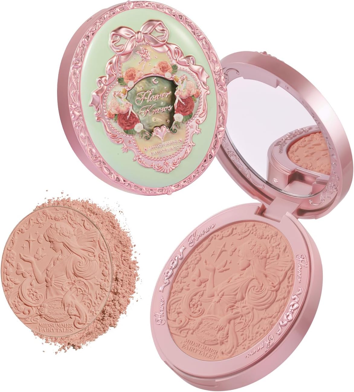 Flower Knows Midsummer Fairytales Blush front view vintage compact makeup