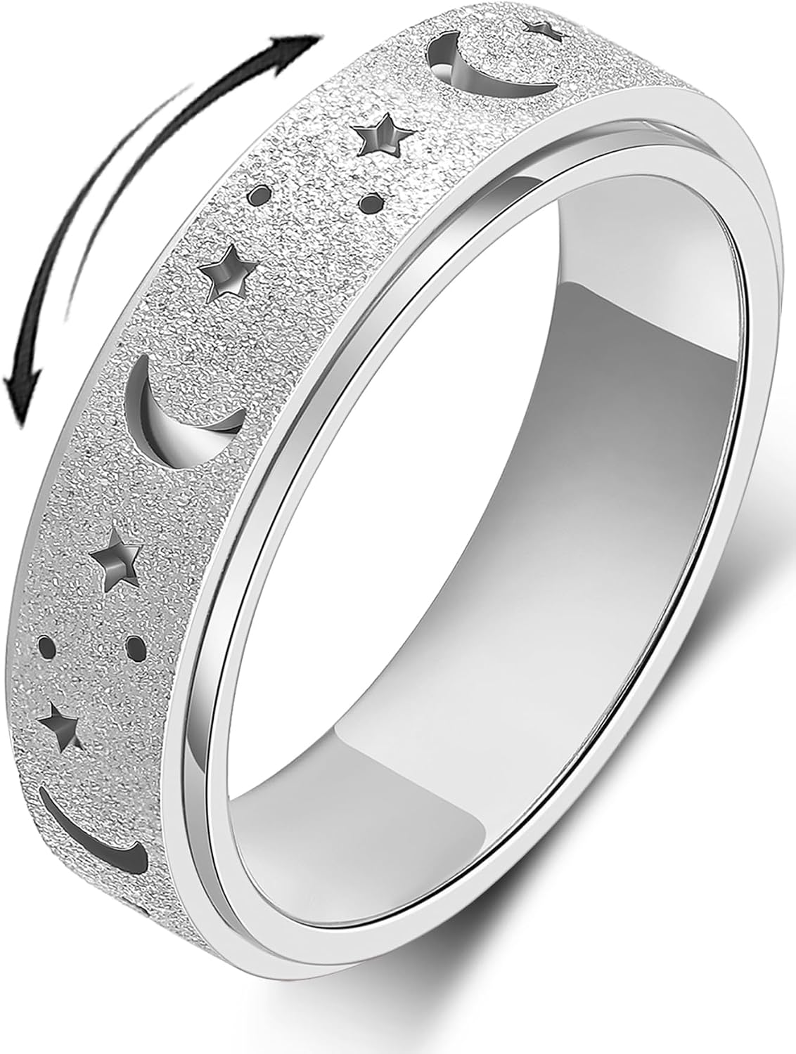 Anxiety Relief Ring Fidget Spinner Ring Stress Relief Toy Stainless Steel Spinner Ring Fidget Rings for Wome Men Unisex - Image 14