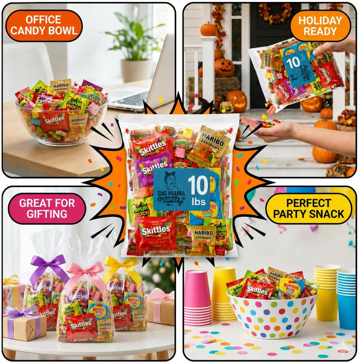 Big Mama Candy variety pack bag standing on a table