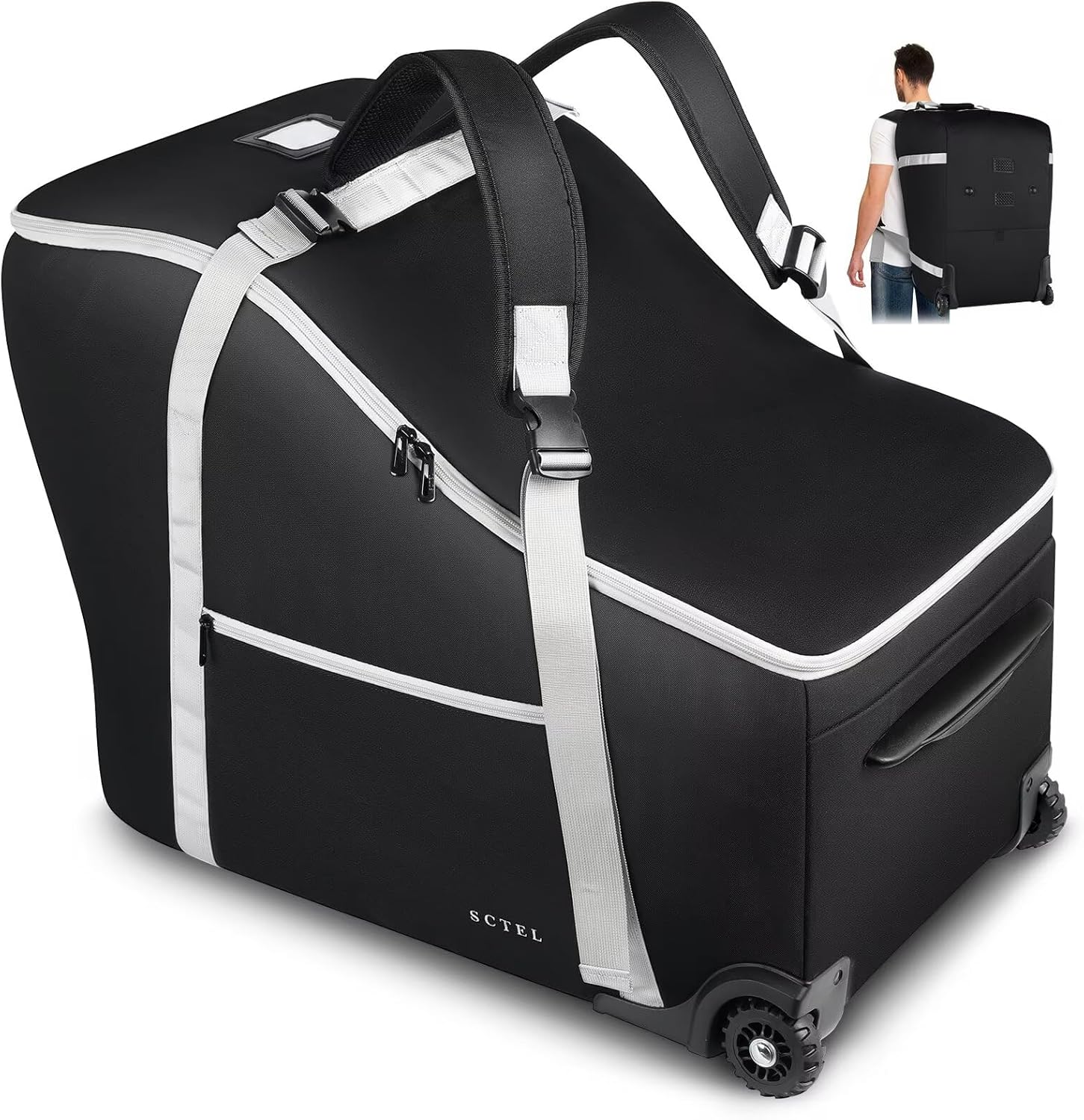 Infant Car Seat Travel Bag Backpack for Airplane, Fits Doona Car Seat Stroller and Base, Padded Carseat Cover for Air Travel, Nuna Pipa Car Seat Travel Bag with Wheels - Image 1