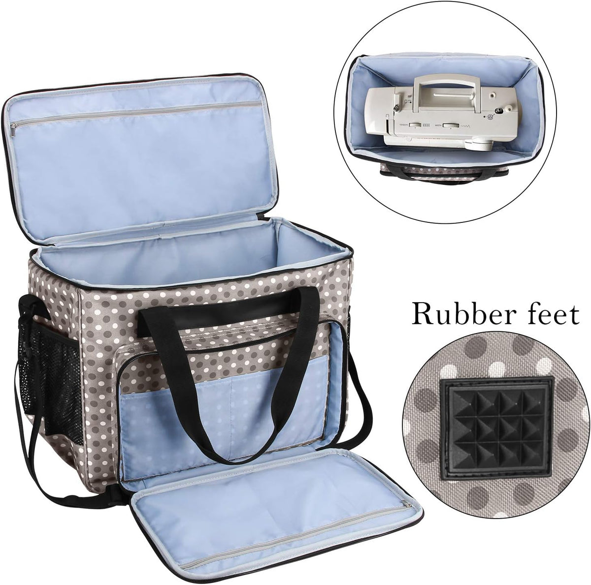Interior padded compartment of Teamoy sewing machine storage organizer
