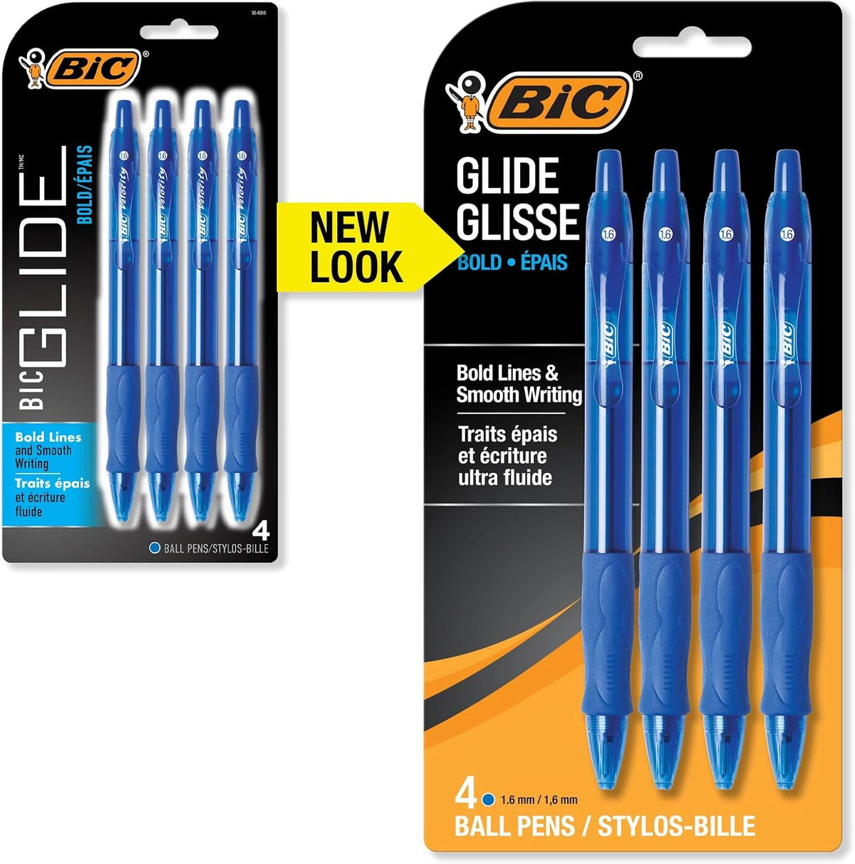 BIC Glide Bold Blue Ballpoint Pens, Bold Point, 1.6mm, 4-Count Pack - Image 2