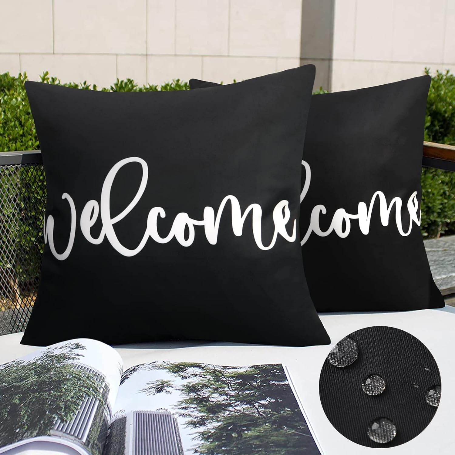 Merrycolor outdoor waterproof throw pillow covers front view
