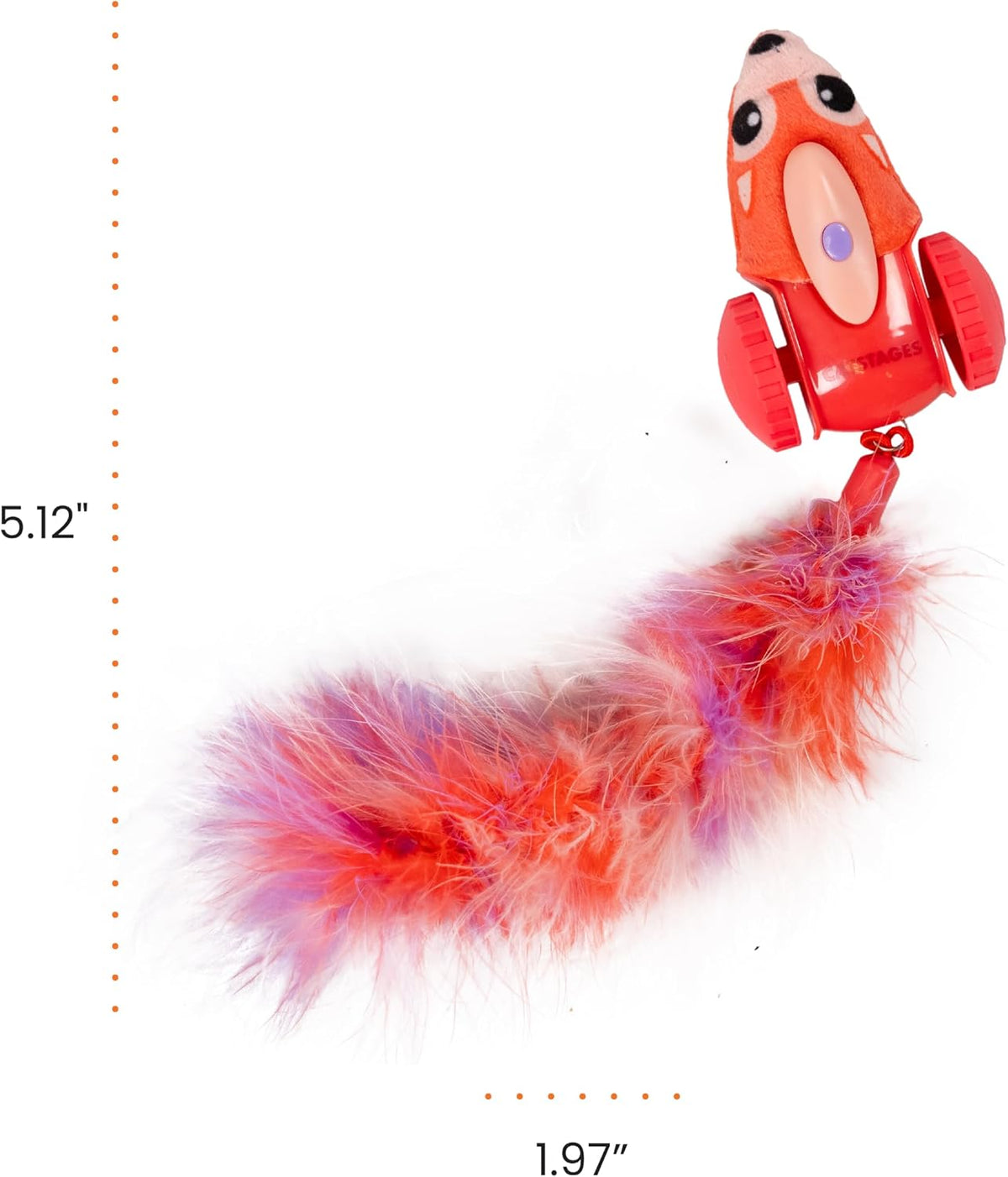 Close up of feather tail on cat robot