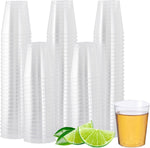 MATANA Crystal Clear Plastic Shot Glasses front view bulk pack