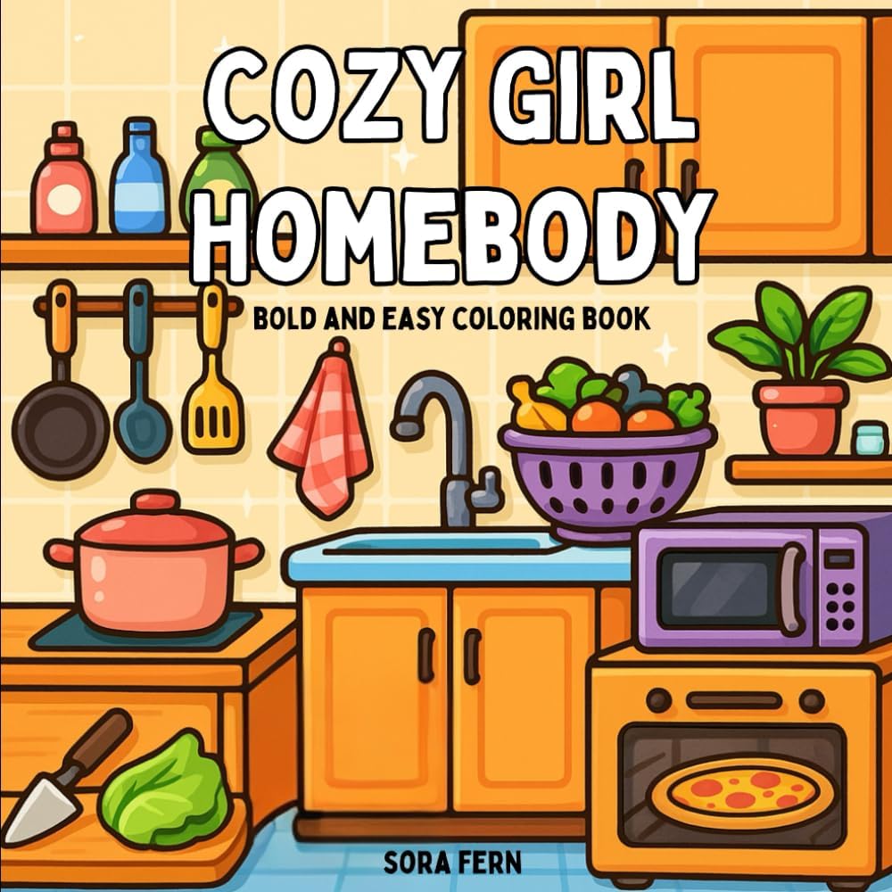 Jeanett Veronica Cozy Girl Homebody adult coloring book front cover
