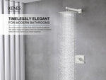 Kenes 10-inch rain shower head modern square profile overhead view