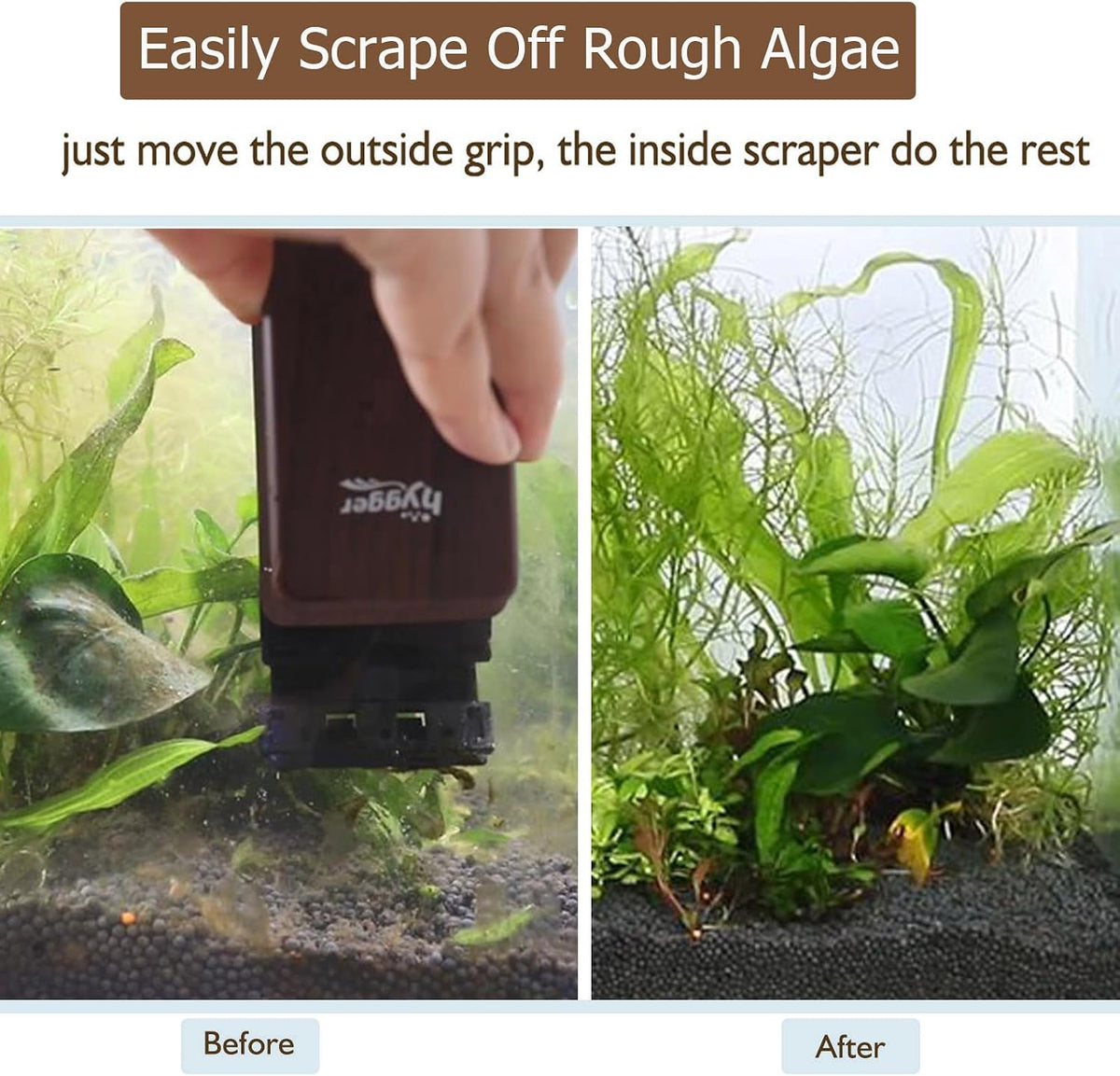 Replaceable scraper blade attachment on the inner aquarium glass cleaning tool
