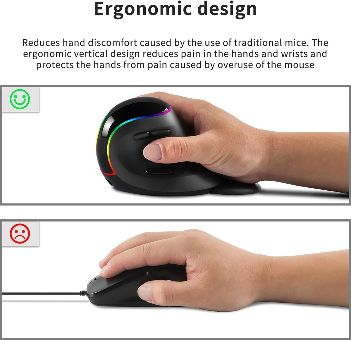 Yocunker rechargeable wireless mouse bottom view and power switch