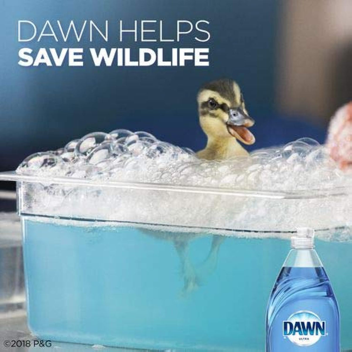 Back label of Dawn Original Scent liquid dish soap detailing ingredients and usage