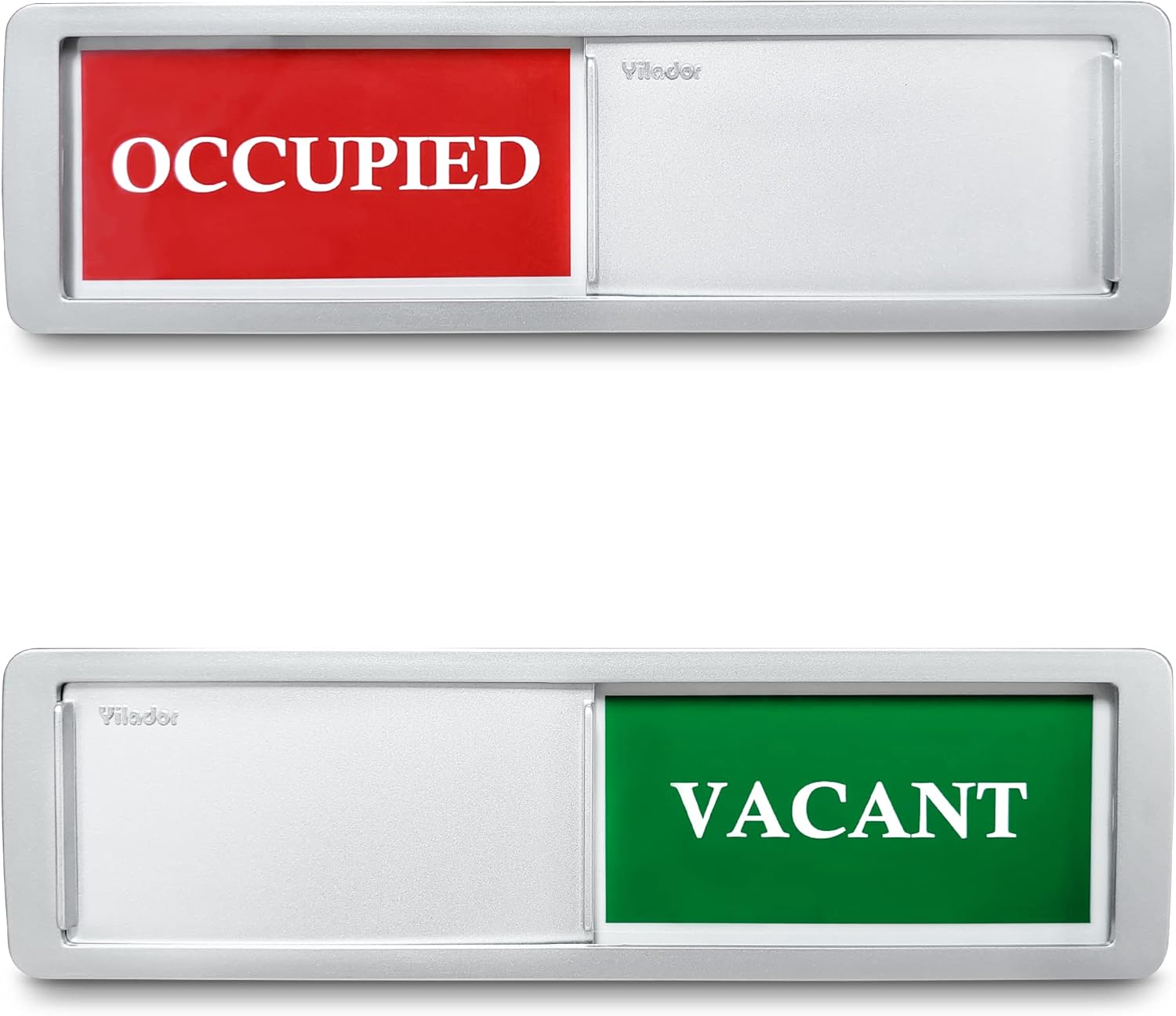 Allinko 7x2 inch magnetic privacy indicator front view in silver