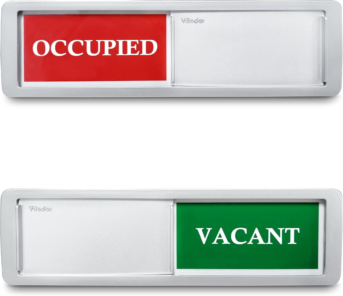 Allinko 7x2 inch magnetic privacy indicator front view in silver