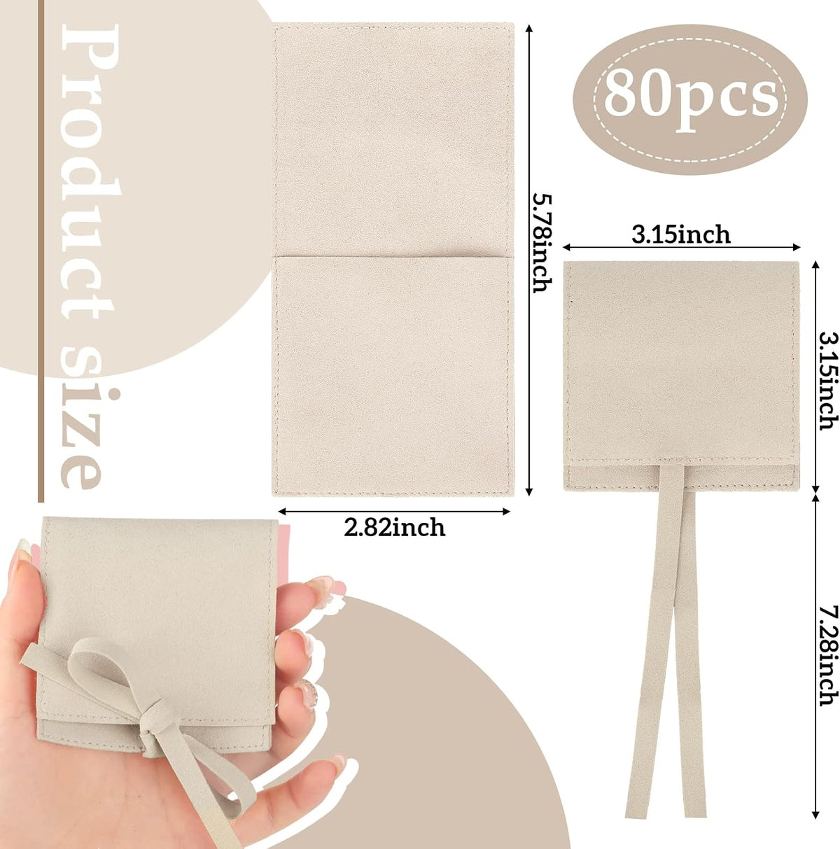 Sotiff jewelry packaging bags arranged to display envelope style design.