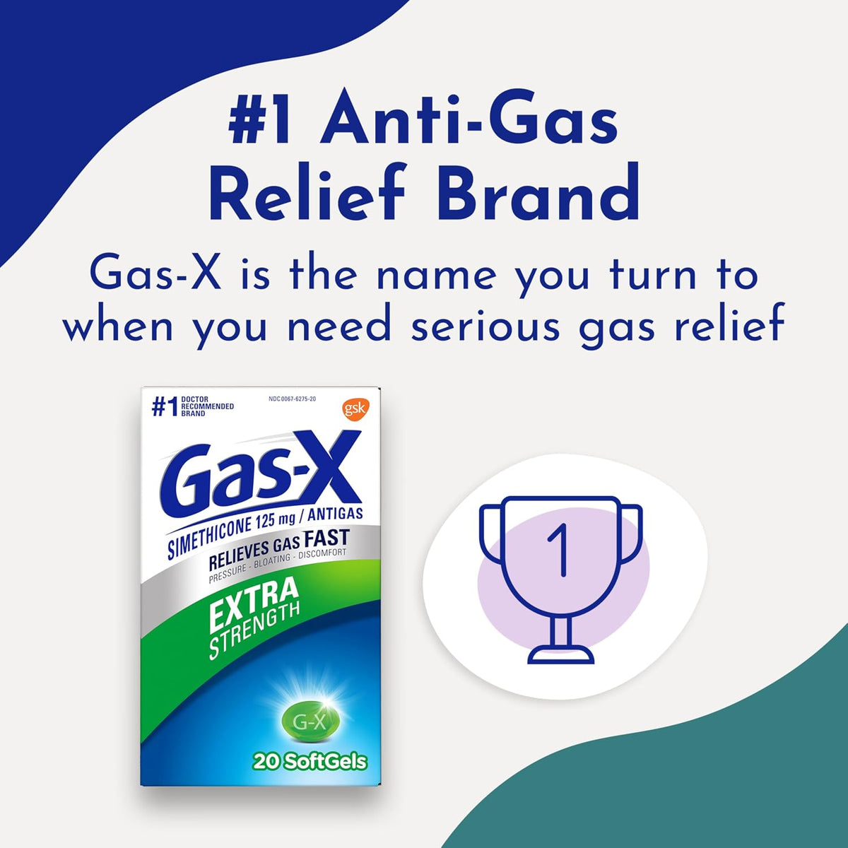 Gas-X simethicone softgels side profile packaging