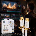 Fusion8K White HDMI 2.1 Cable gold-plated connector close up