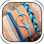 Long Tiantian beach bracelets set front view boho string accessories
