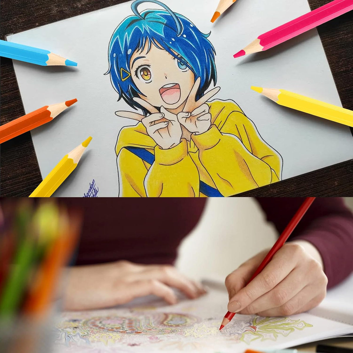 Water-soluble color blending demonstration with Joyberg pencils