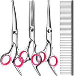 Tinmarda professional dog grooming kit front view of stainless steel shears set for home pet care.