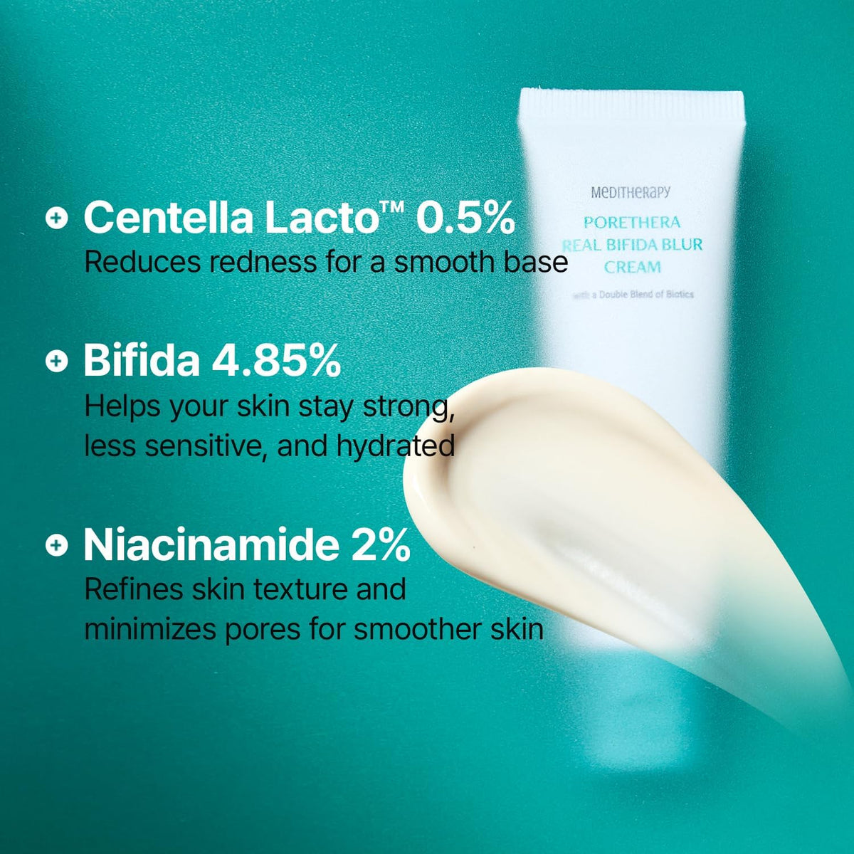 Applying Meditherapy Porethera Real Bifida Blur Cream on face