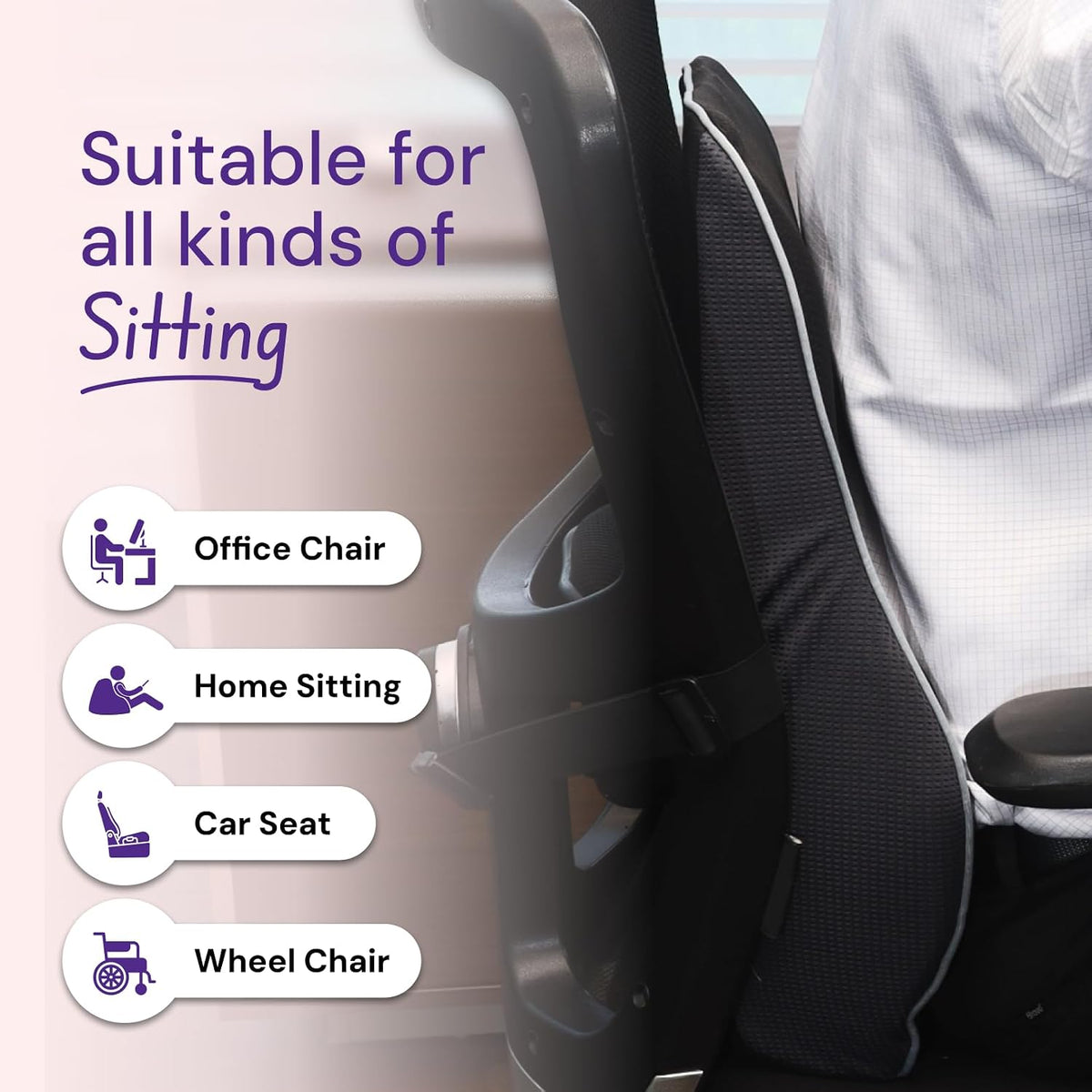 Careforce ergonomic back support cushion lifestyle office view